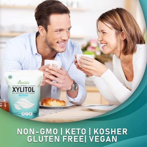 Durelife Organic 100% Pure Monk Fruit sweetener, No Erythritol, Monkfruit Extract Powder 10 OZ and DureLife XYLITOL Sugar Substitute 1 LB (16 OZ) Made From 100% Pure Birch Xylitol NON GMO