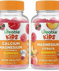 Lifeable Calcium Magnesium Kids + Magnesium Citrate Kids Gummies Bundle Great Tasting Vitamin Supplement Gluten Gmo Chewable Gummy