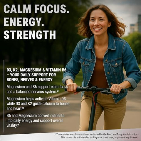 Elements Vitamin D3 K2 With Magnesium Glycinate & Vitamin B6 Magnesium 1500Mg D3 10000 Iu K2 (Mk7) 200Mcg Vitamin B6 10Mg Maximum Absorption Immunity Heart & Nerve Support Vegan Non-Gmo