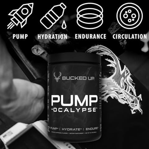 Bucked Up Pump-Ocalypse Tropical Nitric Oxide And L Arginine Supplement With Citrulline Malate Glycerpump Ultimate N.O. Booster Lean Muscle Support For Blood Flow Vascularity Hydration And Endurance