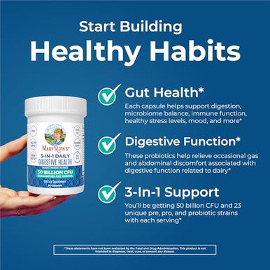 Maryruth's 3 In 1 Probiotics For Digestive Health 30 Servings
