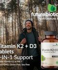 Futurebiotics Vitamin K2 With D3 2 In 1 Support 5000 Iu Vitamin D3 & 90 Mcg Vitamin K2 Mk7 Nongmo 120 Tablets