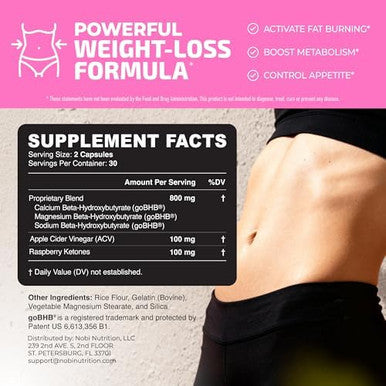 Nobi Nutrition Weight Loss Pills for Women Fat Burners for Women Metabolism Booster Weight Loss Supplement with Raspberry Ketones Appetite Suppressant Stomach Fat Burner and Weightloss Diet Pills