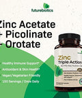 Futurebiotics Zinc Triple Action 30Mg Key Nutrient Blend Immune Support Supplement With Zinc Acetate Picolinate & Orotate Immune Antioxidant & Skin Health Support 150 Vegetarian Capsules