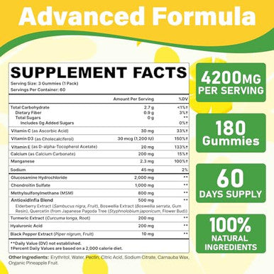 Mafetgmies Glucosamine Chondroitin Gummies Extra Strength Joint Supplements Glucosamine Chondroitin With 180 Count 4200Mg