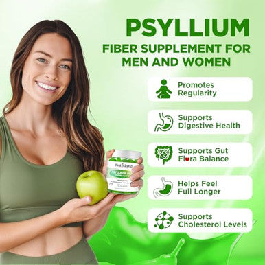 Natisland Psyllium Husk Gummies 1500Mg Psyllium Husk Fiber Supplement With Probiotics Inulin Chia Seed Powder For Gut & Digestive Health Regularity Vegan Sugar Free 60 Chewable