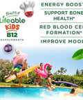 Lifeable Vitamin B12 for Kids 1000 mcg Great Tasting Vitamin B12 Gummies Gluten Free Vegan B12 Vitamins B12 Vitamins for Energy Mood and Nervous System Support 90 Gummies
