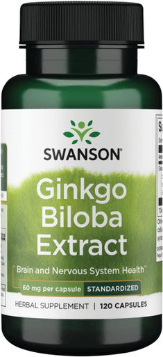 Swanson Ginkgo Biloba (Standardized) 60 Milligrams 120 Capsules