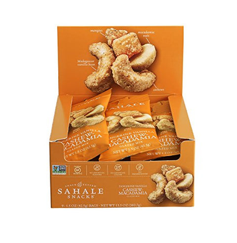 Sahale Snacks Tangerine Vanilla Cashew Macadamia Glazed Mix, 1.5 Ounces (Pack of 9)