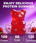 Geeoasis Whey Protein Gummies 10G Protein Chewables Supplements For Women & Men Muscle & Energy Support Bone Health Strawberry Flavor 120 Count