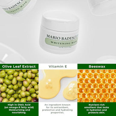 Mario Badescu Kojic Acid Whitening Mask - Illuminating Face Mask For Brightening Hydration & Discoloration - With Grapeseed Oil Beeswax & Vitamin E For Smoother Radiant Skin 2 Oz