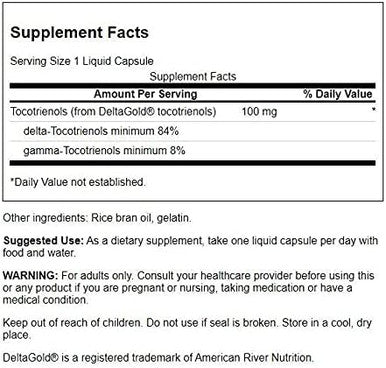 Swanson Double Strength Tocotrienols - Antioxidant - (60 Liquid Capsules 100mg Each)