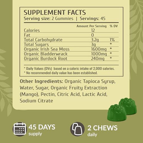 HERBAMAMA Sea Moss and Iodine Kit Bundle of Sea Moss with Bladderwrack and Potassium Iodine Gummies Vegan NonGMO GelatinFree 2 Pack
