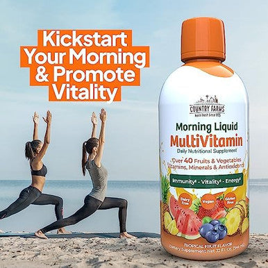 Country Farms Liquid Multivitamin Vitamins And Minerals For Immune Support And Energy Herbal Blend Vegan Multivitamin For Women And Men Gluten Tropical Fruit Flavor 32 Fl Oz