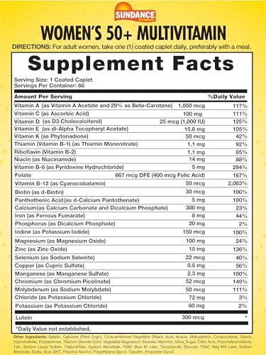 Sundance Women'S 50+ Abc Complete Multivitamin 60 Caplets With Multimineral Formula Nongmo And Gluten Supplement