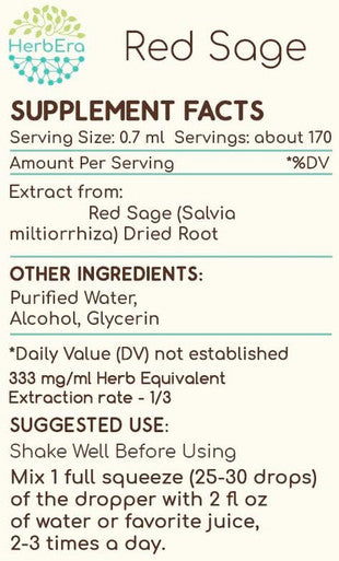 Red Sage A120 (2pcs) Alcohol Herbal Extract Tincture, Concentrated Liquid Drops Natural Red Sage (Salvia Miltiorrhiza) Dried Root (2x4 fl oz)