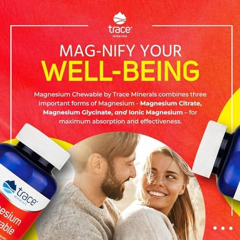 Trace Minerals Magnesium Chewable Supplement Promotes Calm Focus and Muscle Relaxation Supports Optimal Sleep and Digestion Sugar Free Raspberry Lemon 120 ct 30 Servings