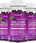 Mulittea Calcium Magnesium Zinc Gummies With High Absorption Magnesium Glycinate Potassium Plant Calcium Supplement W/ D3 & Sea Moss For Bone Muscles Calm Mood & Sleep Support Kids & Adults (2 Pack)