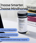 MINDHONEY NAD+ Brain Supplement 500mg NAD+ Premium Formula Healthy AntiAging Cellular Energy Cognition Metabolic Health Heart + Muscle Support Vegan NonGMO GlutenFree 30 Servings