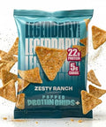 Legendary Foods Zesty Ranch Protein Chips - Popped Tortilla Style - 22G High Protein 5G Carbs Low Sugar Gluten Free Keto Snack Packs - 10 Pack - Healthy Crunchy Chips