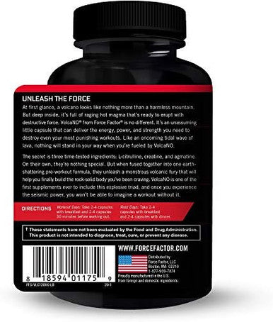 Force Factor Volcano Pre Workout Nitric Oxide Booster Supplement For Men With Creatine And Lcitrulline To Help Boost Nitric Oxide Energy Build Muscle & Improve Blood Flow 120 Count(Pack Of 3)