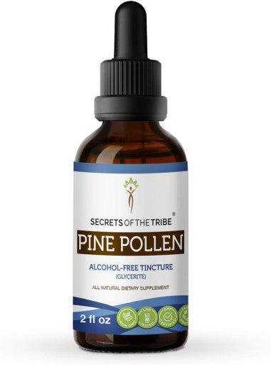 Secrets of the Tribe Pine Pollen Tincture Alcohol-Free Extract, Wildcrafted Pine Pollen (Scots Pine, Pinus sylvestris) Dried Pollen (2 FL OZ)