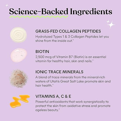 Lemme Glow Collagen Gummies For Thick Hair Strong Nails & Healthy Skin With Multi-Collagen Peptides Biotin Trace Minerals Zinc Vitamins A C & E Dairy & Gluten Free Peach Flavor 60 Ct