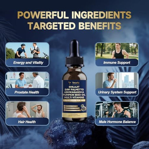 Shilajit Liquid Drops with Saw PalmettoAshwagandhaPumpkin Seed OilSea MossMultivitamin Shilajit for Men Support Prostate Health and HairEnergy and lmmune Function 2FL Pineapple Flavor
