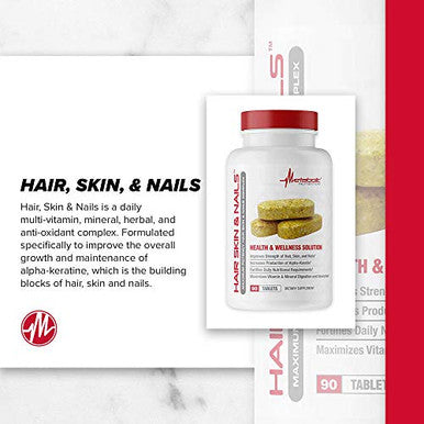 Metabolic Nutrition Hair Skin & Nails Maximum Potency Health And Wellness Solution 90 Tablets