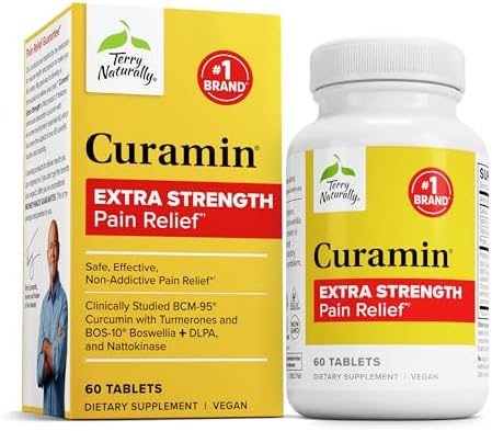 Terry Naturally Curamin Extra Strength Curcumin & Boswellia Supplement For Healthy Circulation Support Turmeric Supplement To Support Joints Muscle Health & Endorphin Production 120 Tablets
