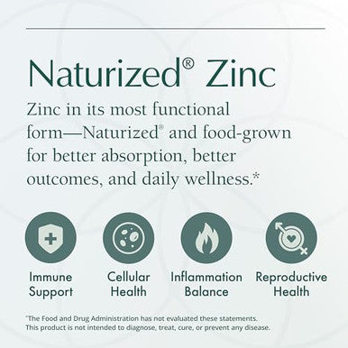 Natura Health Products Zinc Supplement - Supports Cellular Health And A Healthy Immune Response - Highly Bioavailable Food-Grown Zinc ( ) 25 Mg 60 Capsules