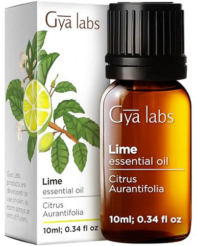 Gya Labs Lime Essential Oil For Skin & Lavender Essebtial Oil For Diffuser Set - Aromatherapy Grade Essential Oils Set - 2X0.34 Fl Oz - Gya Labs