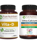 Pure Nutrition Vitamin D3 K2 Ultra Calcium Plant-Based D3 From Lichen 120 Tablets Each
