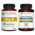 Pure Nutrition Vitamin D3 K2 Ultra Calcium Plant-Based D3 From Lichen 120 Tablets Each