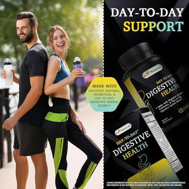 Best Naturals Daytoday Digestive Support 90 Veg Capsules Made With Digestive Enzymes Probiotics & Herbal Blend Made In The Usa