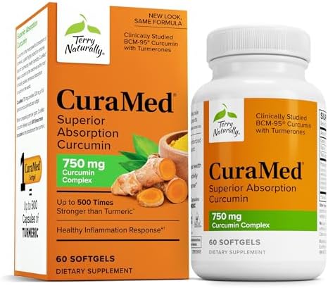 Terry Naturally Curamed 750Mg Antioxidant Supplement For Brain & Heart Health Support Dietary Supplement With Highpotency Curcumin Complex Kidney Liver & Immune Health Support 60 Softgels