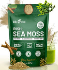 KIKI Green Irish Sea Moss Powder 8 Oz with Bladderwrack Burdock Root Extract for Immune Support Keto Vegan Supplement