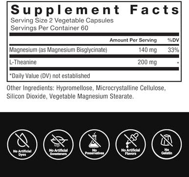 Force Factor Magnesium + Ltheanine Magnesium Bisglycinate Supplement To Support Bones Muscles Nerves Relaxation And Mood Vegan No Gelatin Nongmo 120 Vegetable Capsules