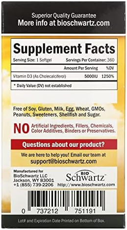 High Strength Vitamin D3 5000 Iu 125 Mcg (1 Year Supply) Plus 40 Billion Cfu Daily Probiotic Supplement (2 Month Supply)