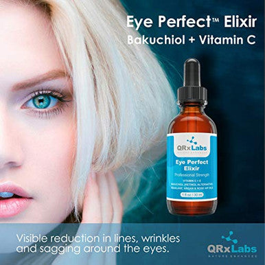 Qrxlabs Eye Perfect Elixir - With Bakuchiol (Retinol Alternative) Pure Argan And Rosehip Oils Squalane Vitamin C & E - Best Anti-Aging Treatment Serum For Bags Puffiness Wrinkles Crow Feet