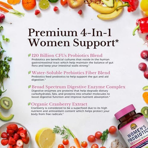 Vitalitown Women'S Inner & Outer Beauty Bundle: 120 Billion Cfu Probiotics (30 Strains) + Evening Primrose Oil 1300Mg Complete Gut Vaginal & Skin Health