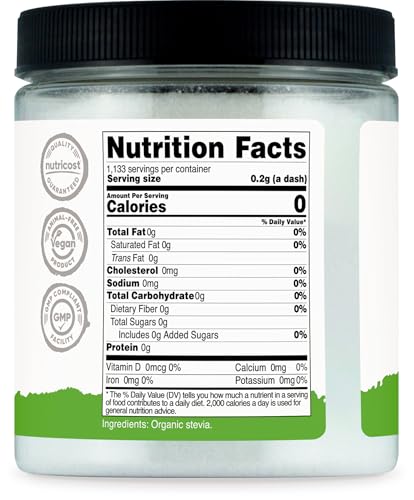 Nutricost Pantry Organic Stevia Natural Sweetener 8 oz GMOFree GlutenFree