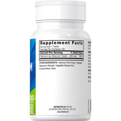 Rite Aid Selenium Tablets 200 Mcg, 100 Count, Natural Mineral And Antioxidant, Essential Support For The Body
