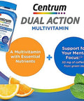 Centrum Multigummies Multi+ Dual Action Mental Focus Adult Multivitamin With Caffeine From Green Tea, Supports Mental Focus, Attention And Alertness, Lemon/Orange Flavors - 90 Count