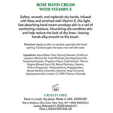 Mario Badescu Rose Hand Cream With Vitamin E For Men And Women Non-Greasy Light And Fast-Absorbing Hand Cream For Dry Cracked Hands Ideal For All Skin Types 3 Oz