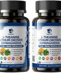 13in1 Lithium Orotate 10mg with Ashwagandha 300mg and LTheanine 100mg Mood Calm Sleep and Brain Bacopa Ginkgo Biloba Lemon Balm Magnesium Glycinate Zinc D3 B6 Folate B12 120 Vegan Capsules