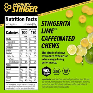 Honey Stinger Caffeinated Energy Chews - 12-Pack Stingerita Lime One Size