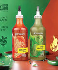 Sky Valley Sriracha Sauce Bundle (Green and Red Sriracha Sauce) - Hot Sauce, Lime, Red Jalapeno Peppers, Vegan, Gluten Free, Non-GMO, Low Sugar, 5 Calories per Serving - Variety, 18.5 Oz, (Pack of 2)