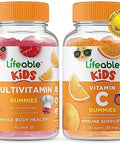 Lifeable Multivitamin Kids + Vitamin C Kids Gummies Bundle Great Tasting Vitamin Supplement Gluten Gmo Chewable Gummy