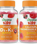 Lifeable Vitamin D3 + Vitamin K2 Kids + Calcium Magnesium & Zinc Kids Gummies Bundle Great Tasting Vitamin Supplement Gluten Gmo Chewable Gummy